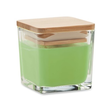 Bougie parfumée carrée 50gr personnalisée idéale pour décorer PILA Matières : verre Couleurs : vert citron