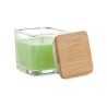 Bougie parfumée carrée 50gr personnalisée idéale pour décorer PILA Matières : verre Couleurs : vert citron goodies entreprise de