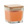 Bougie parfumée carrée 50gr personnalisée idéale pour décorer PILA Matières : verre Couleurs : orange goodies publicitaire événe