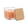 Bougie parfumée carrée 50gr personnalisée idéale pour décorer PILA Matières : verre Couleurs : orange cadeau collaborateur premi
