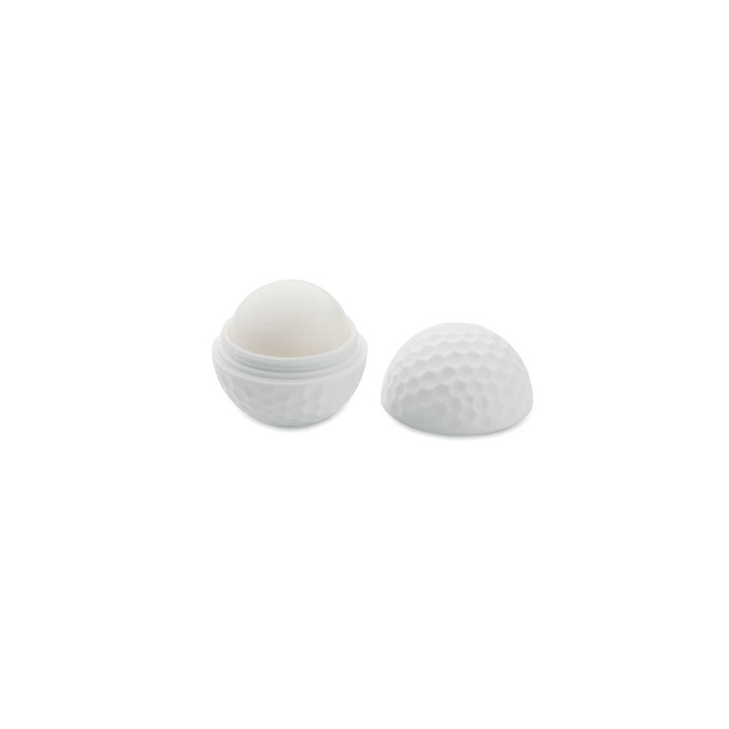Baume à lèvres personnalisé SPF10 vanille  balle de golf Matières : ABS Couleurs : blanc