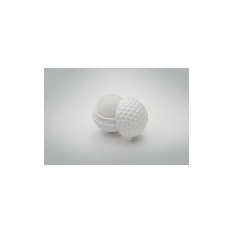 Baume à lèvres personnalisé SPF10 vanille  balle de golf Matières : ABS Couleurs : blanc impression haute définition