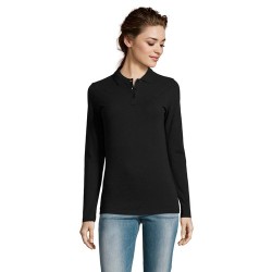 Polo Femme Personnalisé 180 - SOL'S Perfect LSL Taille textile : S Couleurs : noir goodies personnalisé en stock