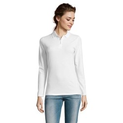 Polo Femme Personnalisé 180 - SOL'S Perfect LSL Taille textile : L Couleurs : blanc goodies publicitaire événementiel