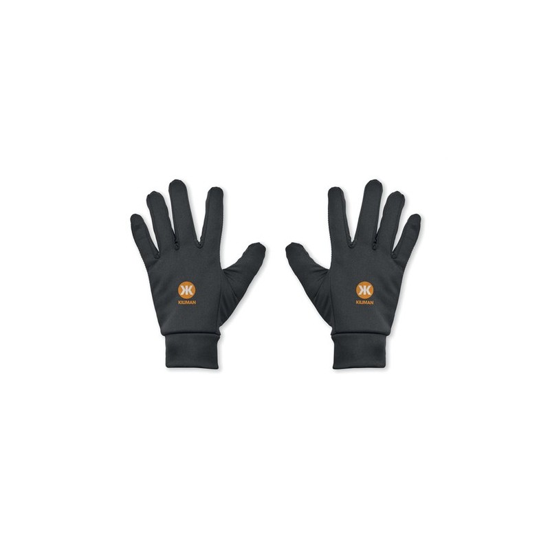 Gants de sport tactiles confortables et performants personnalisés LESPORT Matières : PET Couleurs : noir impression haute défini
