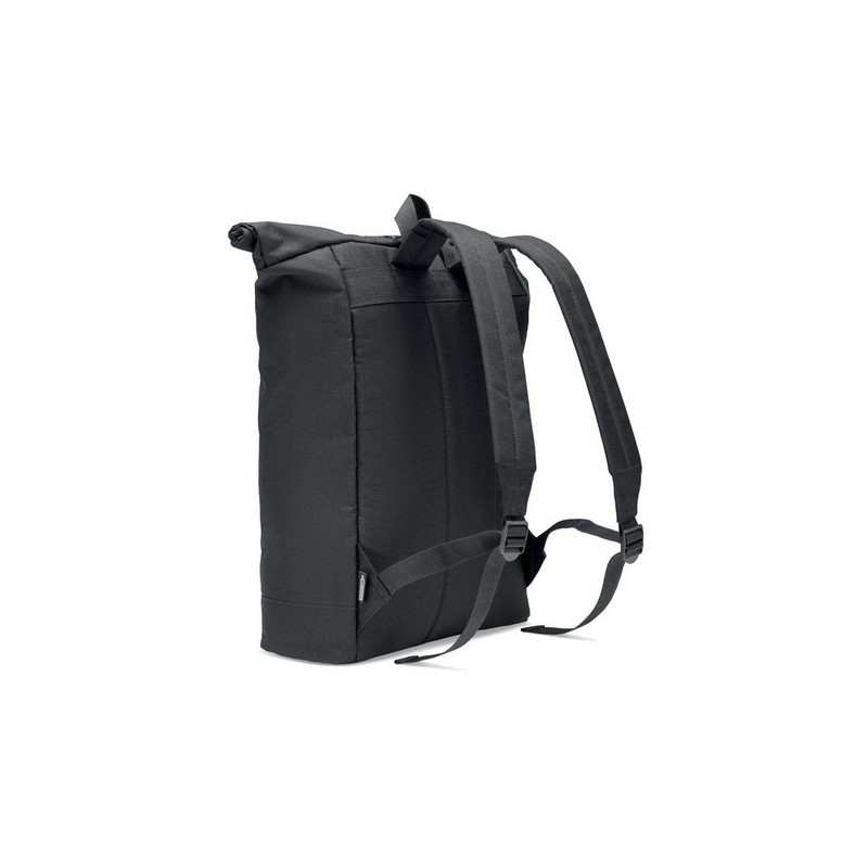 Sac à dos enroulable Éco-responsable 600D Personnalisé - NAPA Matières : PET recyclé Couleurs : noir personnalisable avec votre 
