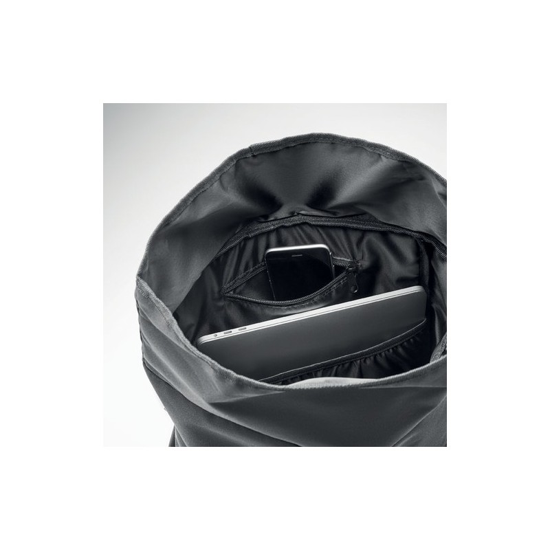Sac à dos enroulable Éco-responsable 600D Personnalisé - NAPA Matières : PET recyclé Couleurs : noir cadeau entreprise pas cher