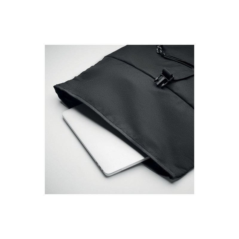 Sac à dos enroulable Éco-responsable 600D Personnalisé - NAPA Matières : PET recyclé Couleurs : noir impression haute définition