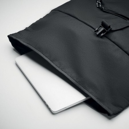 Sac à dos enroulable Éco-responsable 600D Personnalisé - NAPA Matières : PET recyclé Couleurs : noir impression haute définition