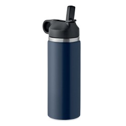 Bouteille à double paroi Éco-responsable et Personnalisée 500 ml IVALO Couleurs : bleu marine Matières : acier inoxydable recycl