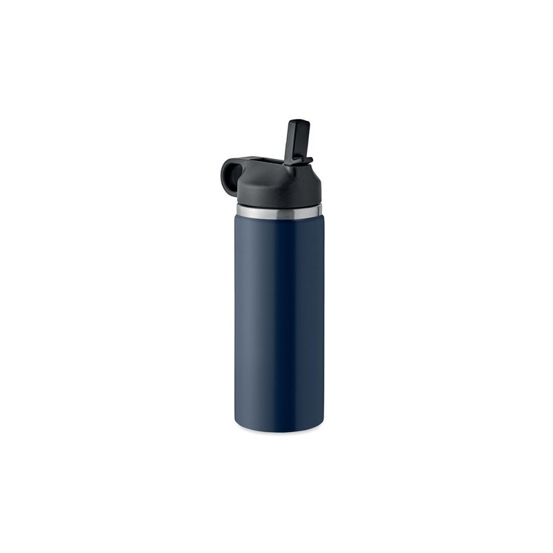 Bouteille à double paroi Éco-responsable et Personnalisée 500 ml IVALO Couleurs : bleu marine Matières : acier inoxydable recycl