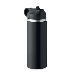 Bouteille à double paroi Éco-responsable et Personnalisée 500 ml IVALO Couleurs : noir Matières : acier inoxydable recyclé livra