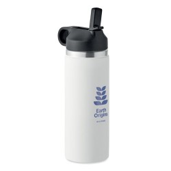 Bouteille à double paroi Éco-responsable et Personnalisée 500 ml IVALO Couleurs : blanc Matières : acier inoxydable recyclé pers