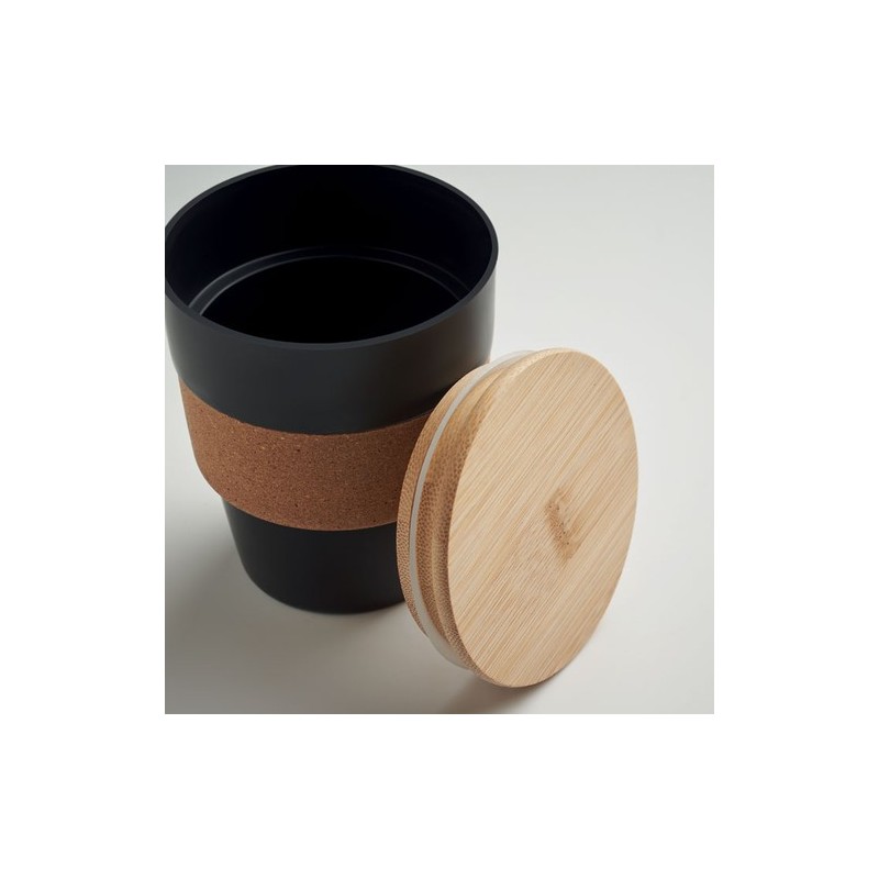 Gobelet Réutilisable Éco-responsable en PP 300 ml - GALAO Matières : bambou Couleurs : noir goodies publicitaire événementiel