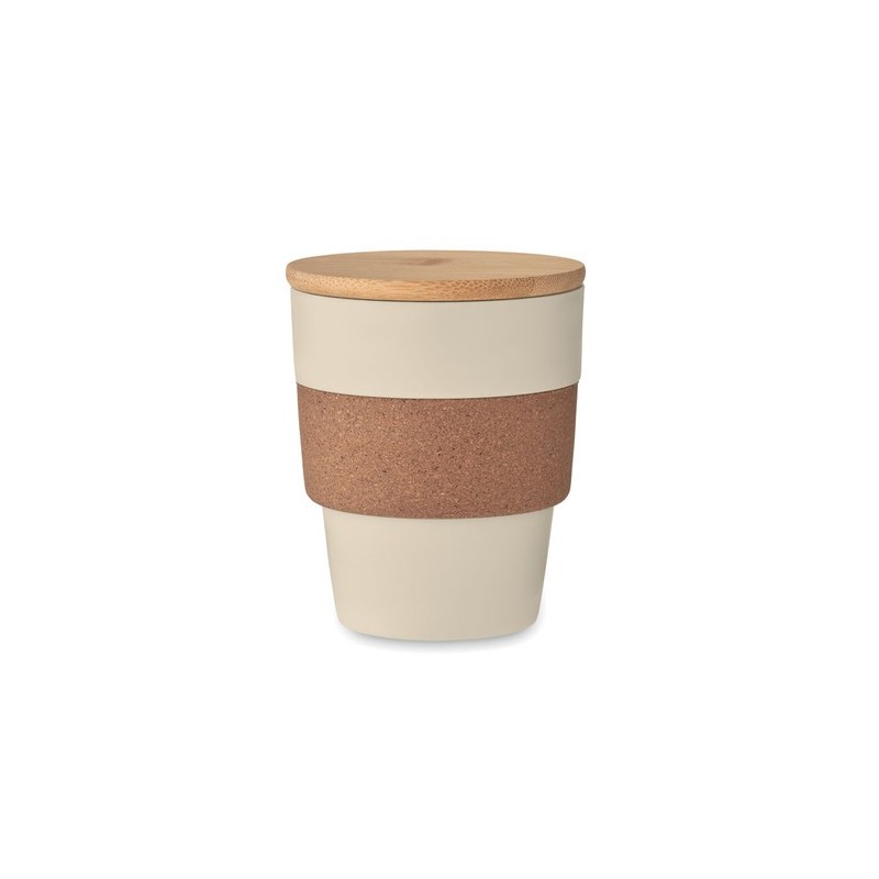 Gobelet Réutilisable Éco-responsable en PP 300 ml - GALAO Matières : bambou Couleurs : beige personnalisable avec votre logo
