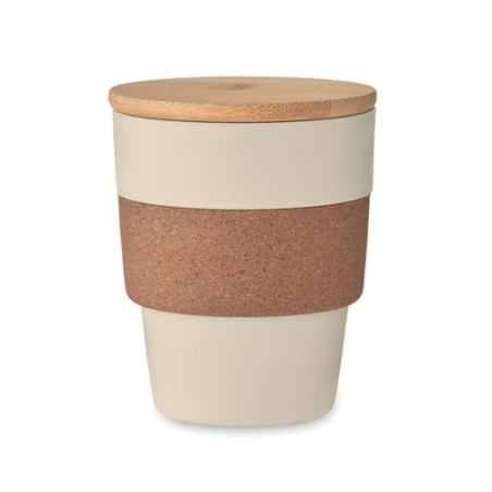 Gobelet Réutilisable Éco-responsable en PP 300 ml - GALAO Matières : bambou Couleurs : beige personnalisable avec votre logo