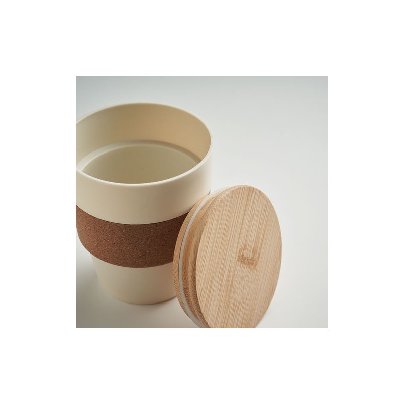 Gobelet Réutilisable Éco-responsable en PP 300 ml - GALAO Matières : bambou Couleurs : beige marquage laser ultra précis