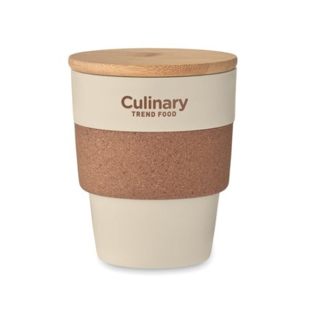 Gobelet Réutilisable Éco-responsable en PP 300 ml - GALAO Matières : bambou Couleurs : beige objet promotionnel éco-responsable