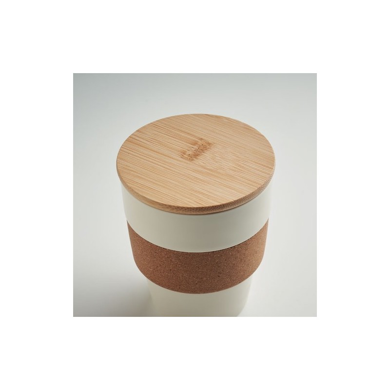 Gobelet Réutilisable Éco-responsable en PP 300 ml - GALAO Matières : bambou Couleurs : beige personnalisation rapide en France