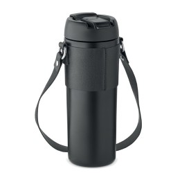 Gobelet Double Paroi Éco-responsable 700 ml Personnalisé AIRA Matières : acier inoxydable Couleurs : noir cadeau entreprise pas 