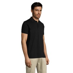 Polo personnalisé homme en polycoton 200g - PRIME MEN Matières : PET Taille textile : M Couleurs : noir personnalisable avec vot