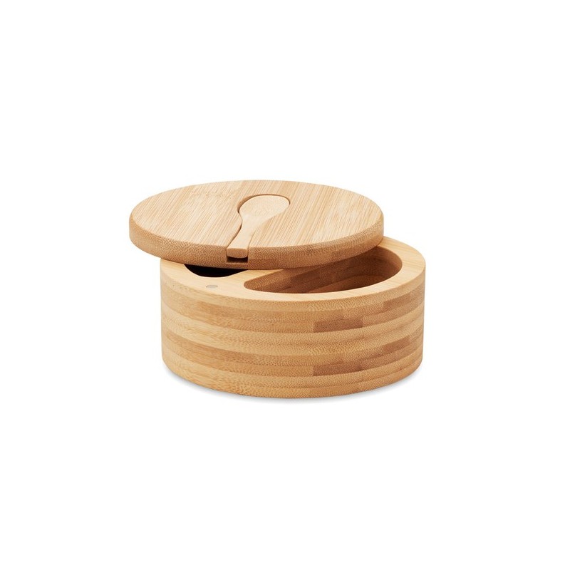 Boîte à Sel et Poivre Éco-responsable en Bambou Personnalisée - S&P Matières : bambou Couleurs : bois