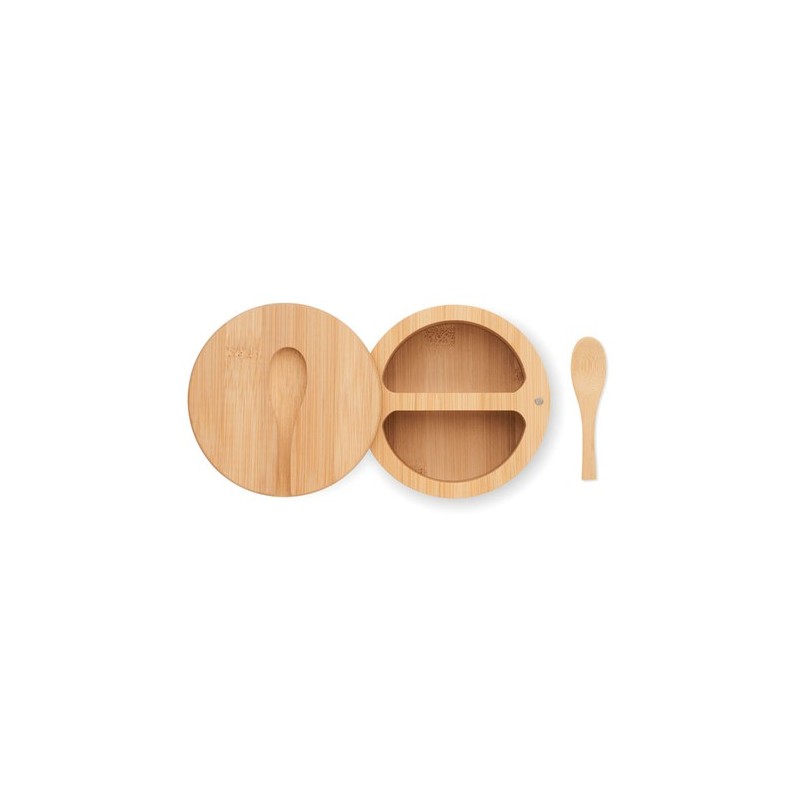 Boîte à Sel et Poivre Éco-responsable en Bambou Personnalisée - S&P Matières : bambou Couleurs : bois personnalisable avec votre