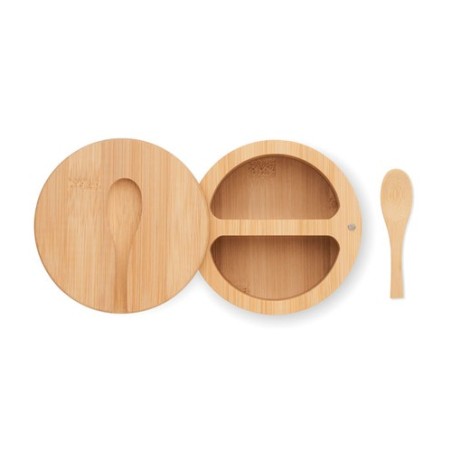Boîte à Sel et Poivre Éco-responsable en Bambou Personnalisée - S&P Matières : bambou Couleurs : bois personnalisable avec votre