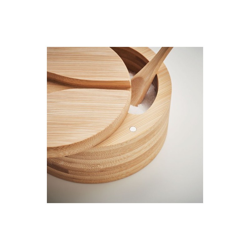 Boîte à Sel et Poivre Éco-responsable en Bambou Personnalisée - S&P Matières : bambou Couleurs : bois goodies publicitaire événe