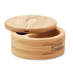 Boîte à Sel et Poivre Éco-responsable en Bambou Personnalisée - S&P Matières : bambou Couleurs : bois impression haute définitio
