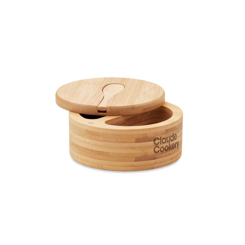 Boîte à Sel et Poivre Éco-responsable en Bambou Personnalisée - S&P Matières : bambou Couleurs : bois impression haute définitio