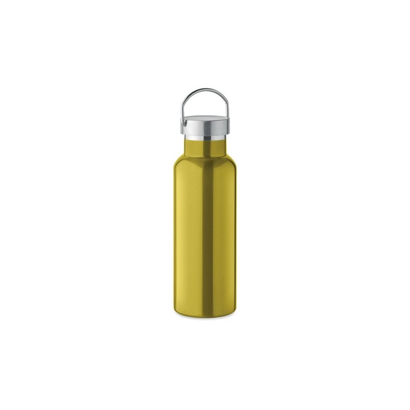 Bouteille double paroi personnalisée en verre 500 ml ABE Couleurs : vert citron Matières : acier inoxydable recyclé cadeau affai