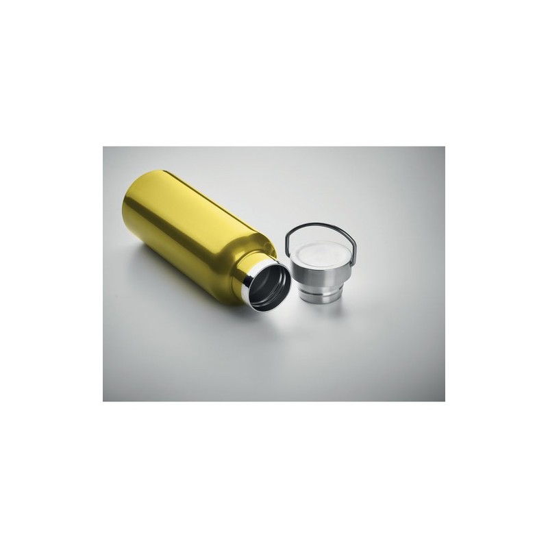 Bouteille double paroi personnalisée en verre 500 ml ABE Couleurs : vert citron Matières : acier inoxydable recyclé marquage las
