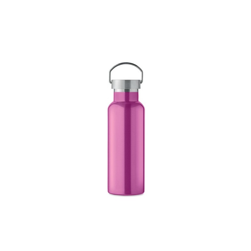 Bouteille double paroi personnalisée en verre 500 ml ABE Couleurs : fuchsia Matières : acier inoxydable recyclé objet promo peti