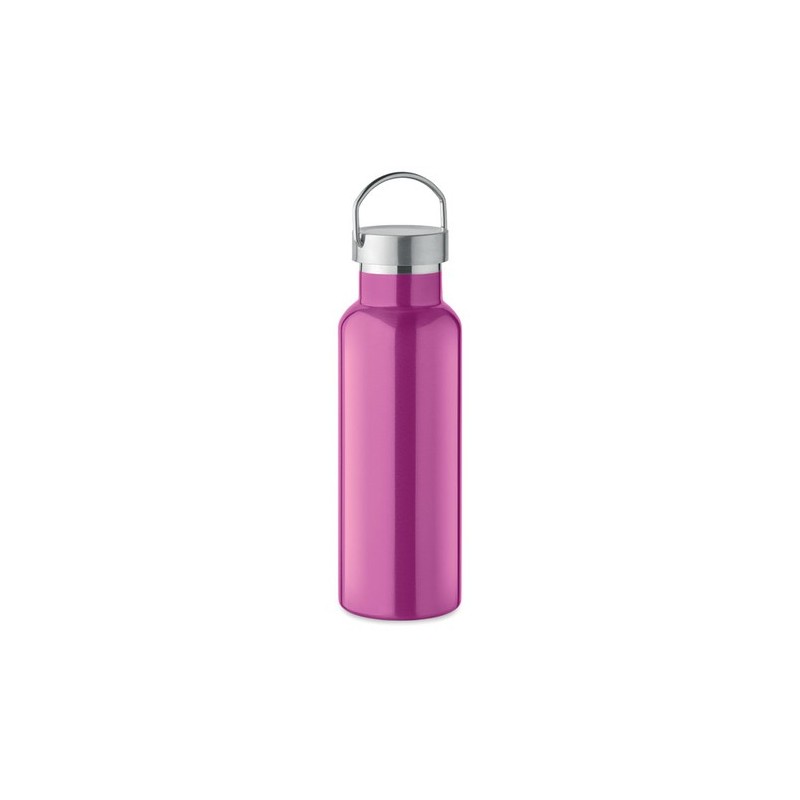 Bouteille double paroi personnalisée en verre 500 ml ABE Couleurs : fuchsia Matières : acier inoxydable recyclé personnalisation