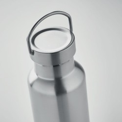 Bouteille double paroi personnalisée en verre 500 ml ABE Couleurs : argenté mat Matières : acier inoxydable recyclé cadeau colla