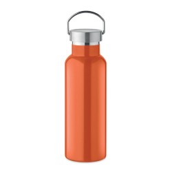 Bouteille double paroi personnalisée en verre 500 ml ABE Couleurs : orange Matières : acier inoxydable recyclé marquage laser ul