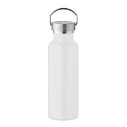 Bouteille double paroi personnalisée en verre 500 ml ABE Couleurs : blanc Matières : acier inoxydable recyclé personnalisable av
