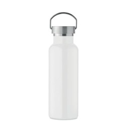 Bouteille double paroi personnalisée en verre 500 ml ABE Couleurs : blanc Matières : acier inoxydable recyclé goodies personnali
