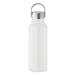 Bouteille double paroi personnalisée en verre 500 ml ABE Couleurs : blanc Matières : acier inoxydable recyclé goodies publicitai