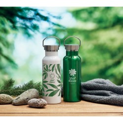 Bouteille double paroi personnalisée en verre 500 ml ABE Couleurs : blanc Matières : acier inoxydable recyclé goodies publicitai