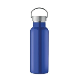 Bouteille double paroi personnalisée en verre 500 ml ABE Couleurs : bleu Matières : acier inoxydable recyclé goodies entreprise 