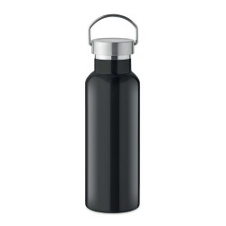 Bouteille double paroi personnalisée en verre 500 ml ABE Couleurs : noir Matières : acier inoxydable recyclé impression haute dé