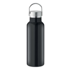 Bouteille double paroi personnalisée en verre 500 ml ABE Couleurs : noir Matières : acier inoxydable recyclé objet publicitaire 