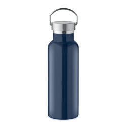 Bouteille double paroi personnalisée en verre 500 ml ABE Couleurs : bleu marine Matières : acier inoxydable recyclé cadeau colla
