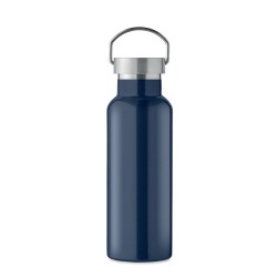 Bouteille double paroi personnalisée en verre 500 ml ABE Couleurs : bleu marine Matières : acier inoxydable recyclé cadeau clien