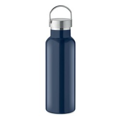 Bouteille double paroi personnalisée en verre 500 ml ABE Couleurs : bleu marine Matières : acier inoxydable recyclé cadeau clien