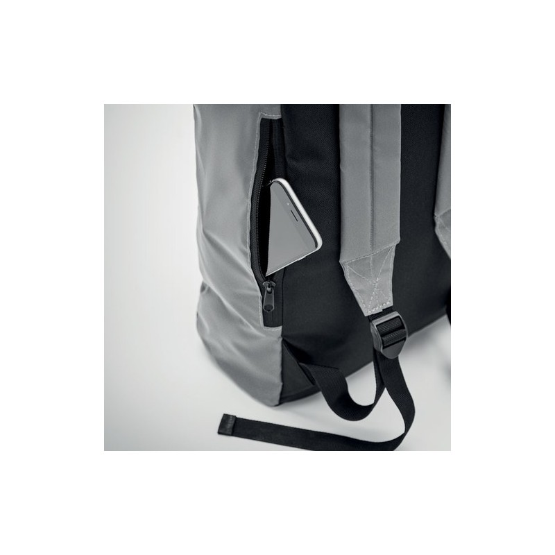 Sac enroulable réfléchissant  personnalisé BRIGHT ROLLPACK Matières : PET Couleurs : argenté mat personnalisable avec votre logo