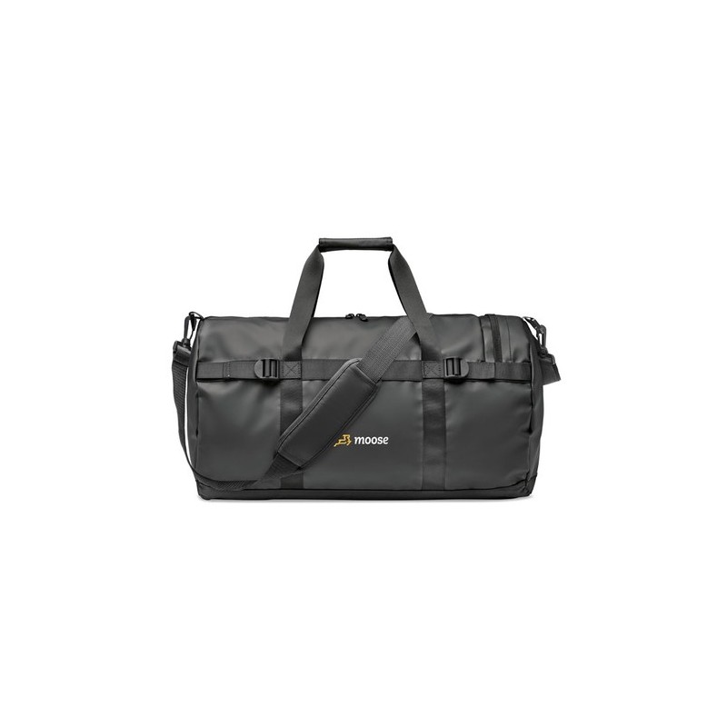 Sac de sport Éco-responsable Tarpaulin 50C Personnalisé JAYA DUFFLE Matières : PVC Couleurs : noir goodies publicitaire événemen