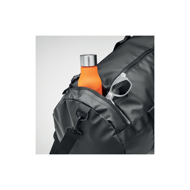 Sac de sport Éco-responsable Tarpaulin 50C Personnalisé JAYA DUFFLE Matières : PVC Couleurs : noir objet promotionnel éco-respon